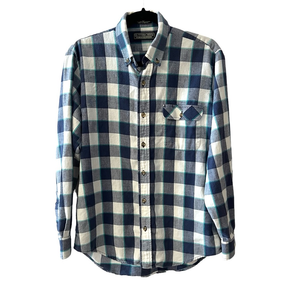 Levi Strauss Sutter Creek vintage plaid button down shirt blue medium
